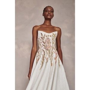 Floral Embroidered Strapless Maxi Dress